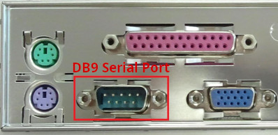 old db 9 serial port on the computer running windows OS