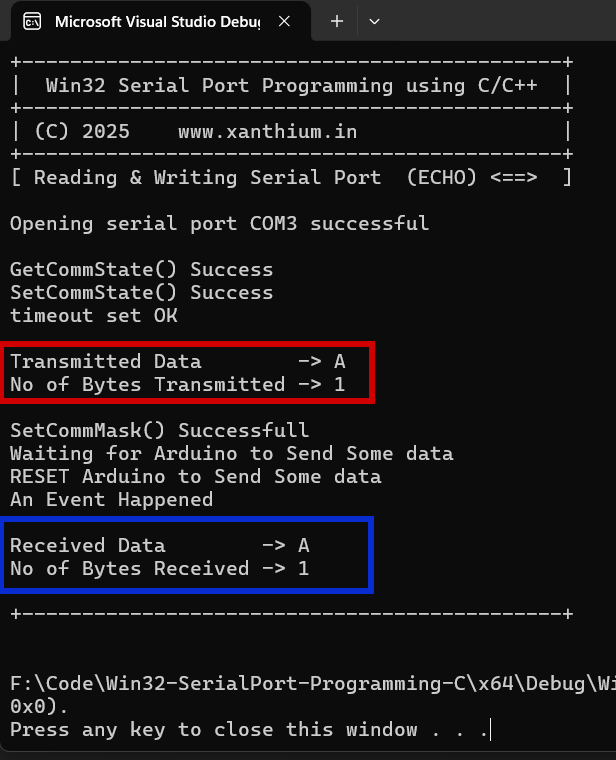Win32 Bi-Directional Serial Port Communication tutorial