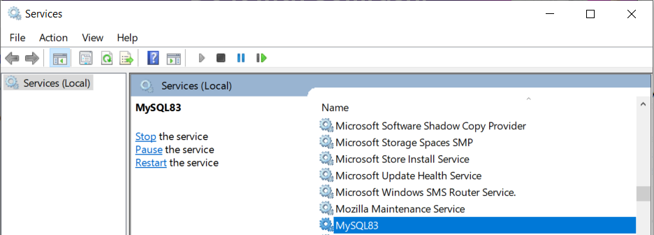 how to view ,stop,start mysql server in windows service