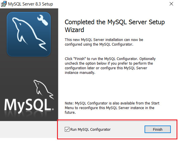 run mysql configurator program on windows 10 to set up root password and other users