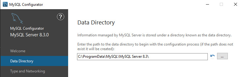 where is the data directory for MySQL server located on Windows