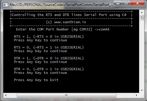 learn to  control the RTS and DTR pins of Serial port using C#