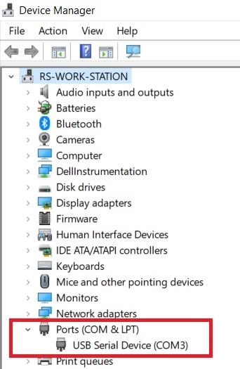 identifying the com port number in windows for serial communication