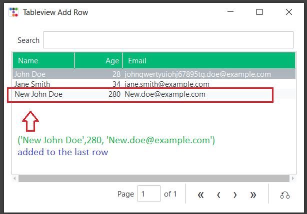 adding a single record to tkinter ttkbootstrap table view 