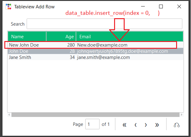 learn to insert a single row/record into our table using the insert_row() method provided by the ttkbootstrap.tableview.Tableview class.