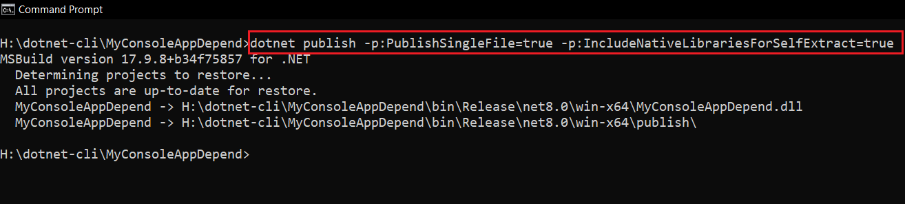 how to include the dll files inside a single file dotnet  executable using .net sdk cli publish command 