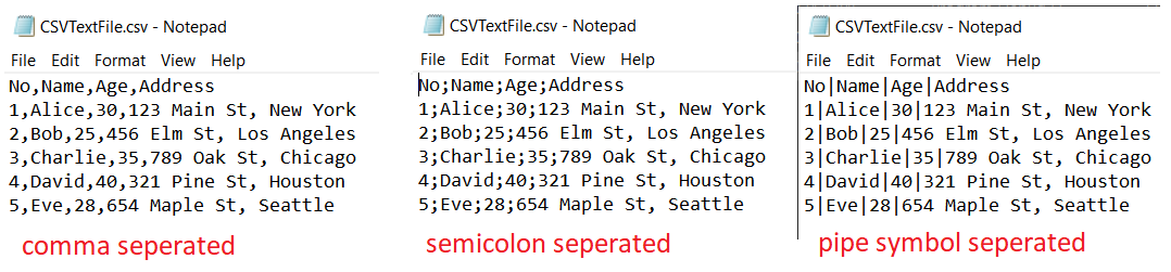 creating a comma separated file, semicolon separated file ,tab limited file using c# 