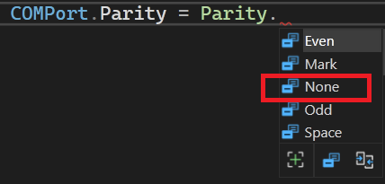 how to set up parity bit in serial port using C# on dotnet platform