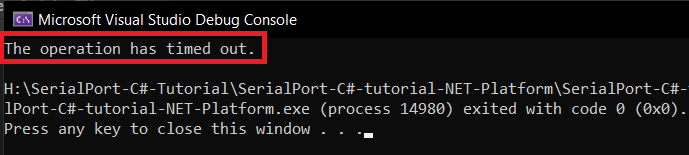 how to set up read time out exceptions in C# serial port programming