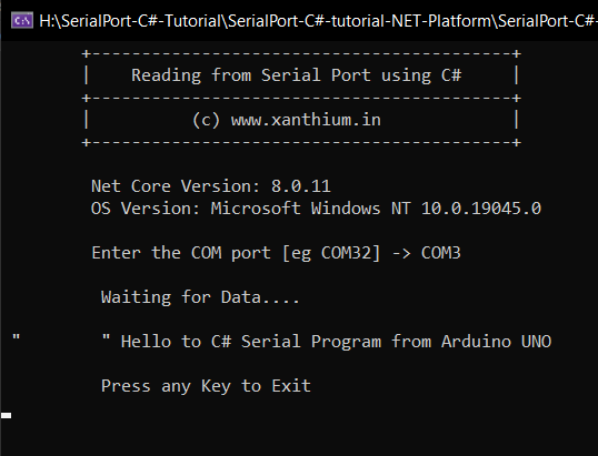 command line serial port programming using C# on .net 7 for beginner embedded engineers