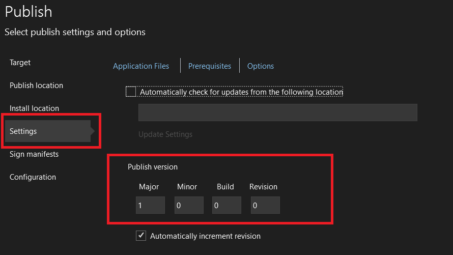 adding version number to your executable in visual studio clickonce publish system