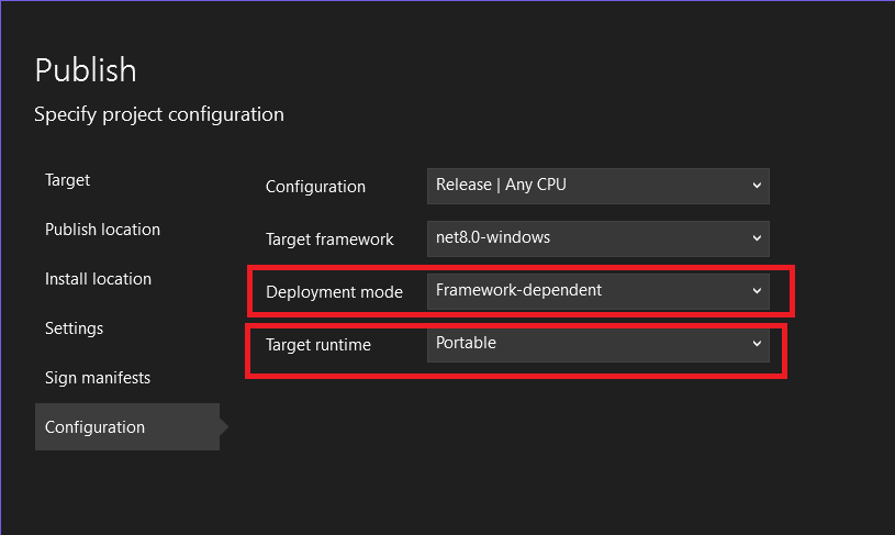 how to create a dotnet executable that will run on multiple platforms using Visual studio publish command