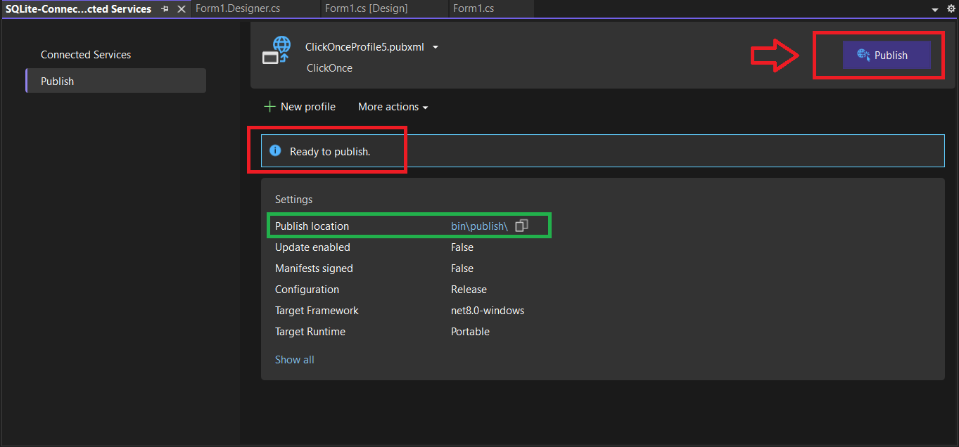 publishing a windows executable using Visual Studio clickonce