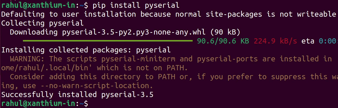 how to install pyserial using pip on ubuntu