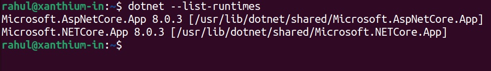how to list the available dotnet  runtimes on linux system for serial port programming using vb.net and .net platform