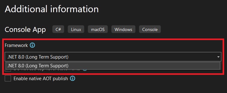 selecting the long term support version of .NET platform for your serial port logging program written in C#