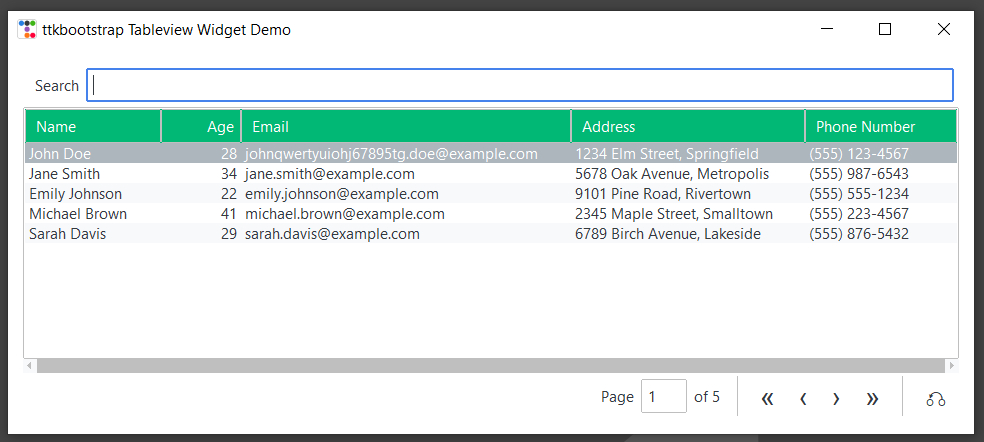 building a table GUI in tkinter ttkbootstrap libary using python for displaying tabular data from databases or CSV files tutorial